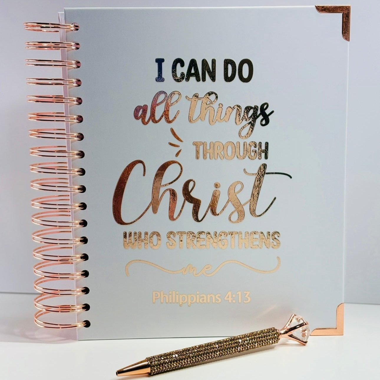 I CAN DO ALL THINGS DELUXE PRAYER JOURNAL (ROSE GOLD) PEN & GIFT BOX