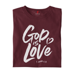 god is love t-shirt maroon