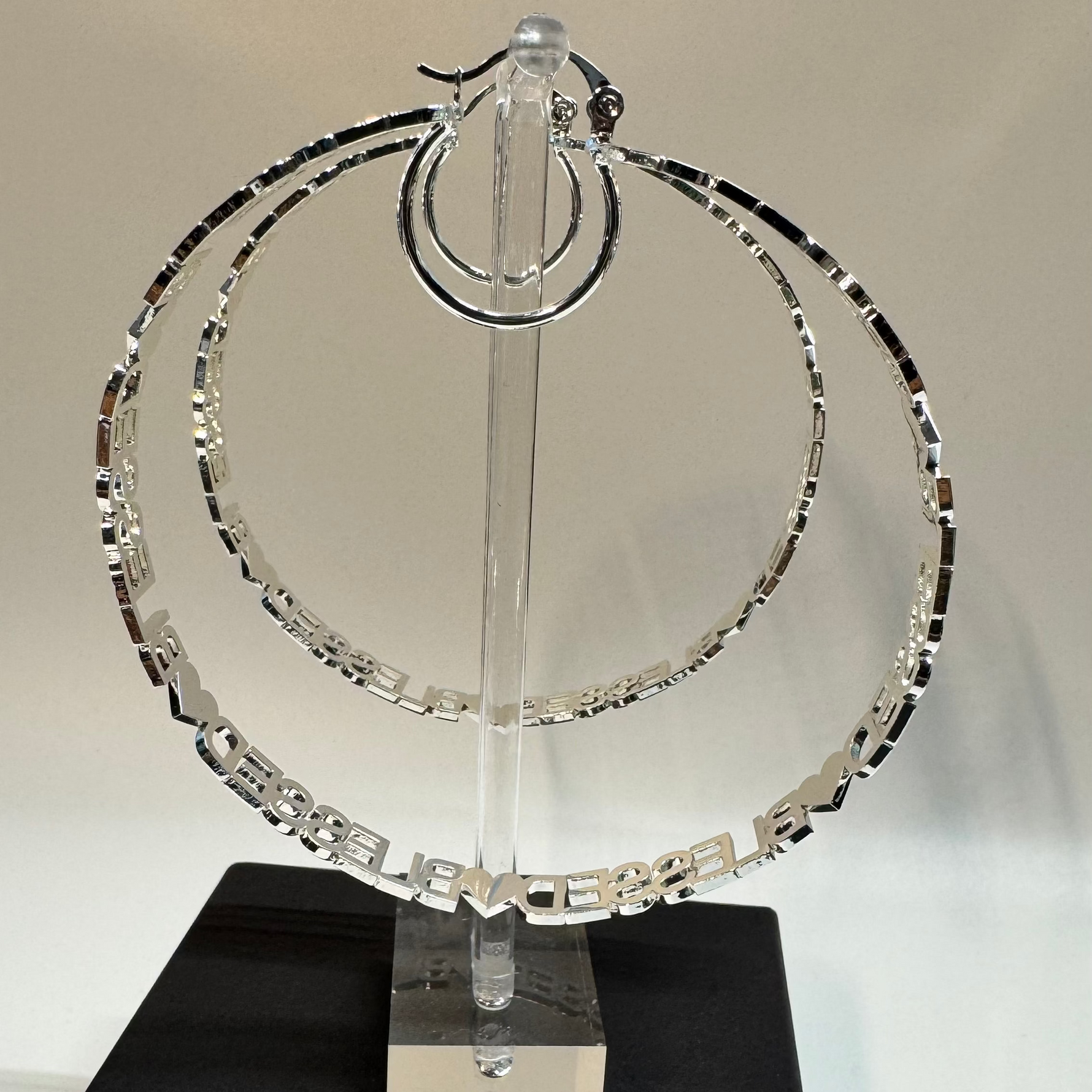 BLESSED CIRCLE HOOP EARRINGS SILVER..