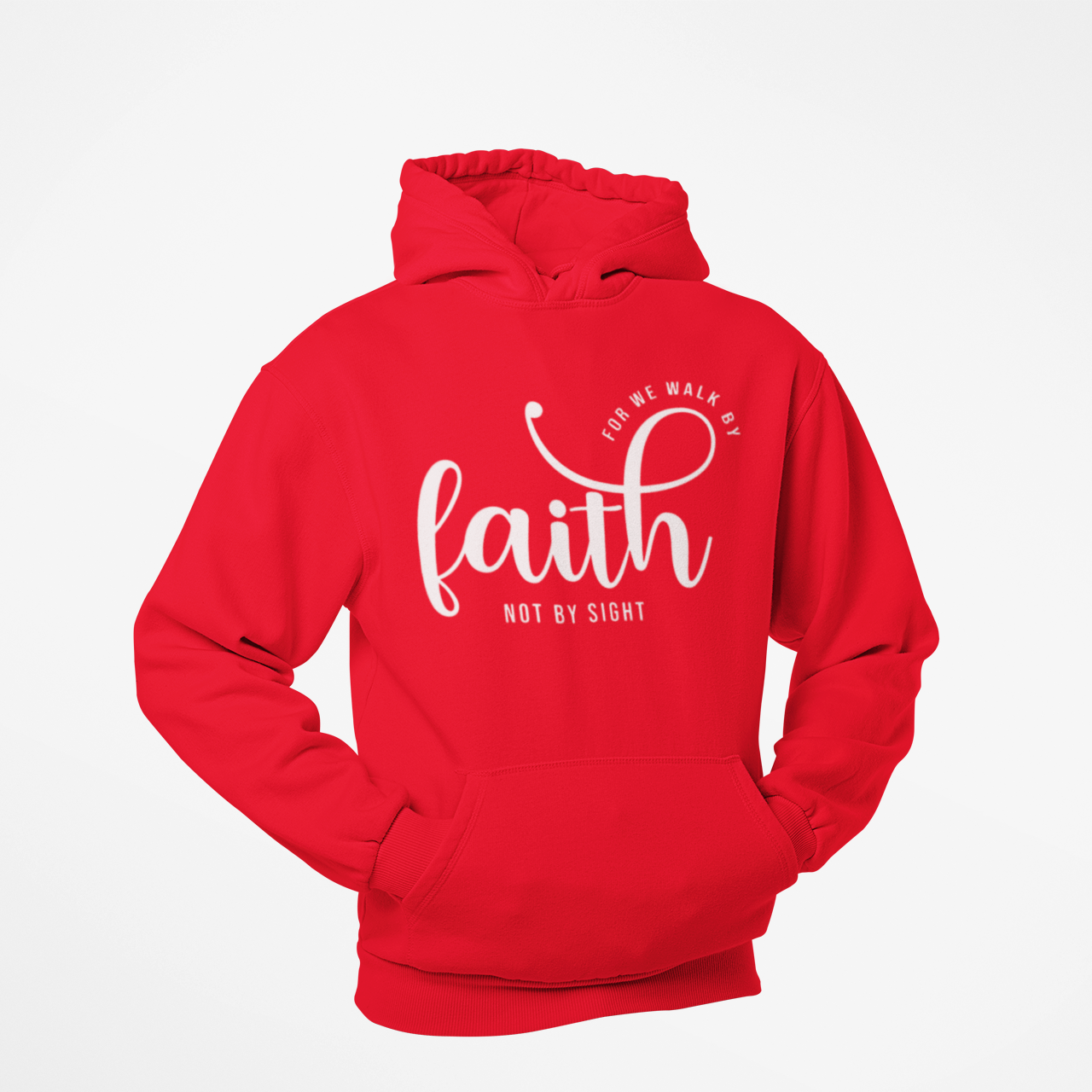 FOR WE WALK BY FAITH NOT BY SIGHT RED HOODIE