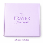 Purple gift box with 'My Prayer Journal' text on a white background