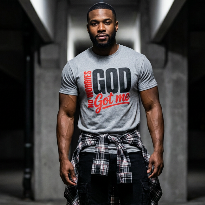 NO WORRIES GOD GOT ME PINK T-SHIRT