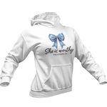 She is worthy white hoodie