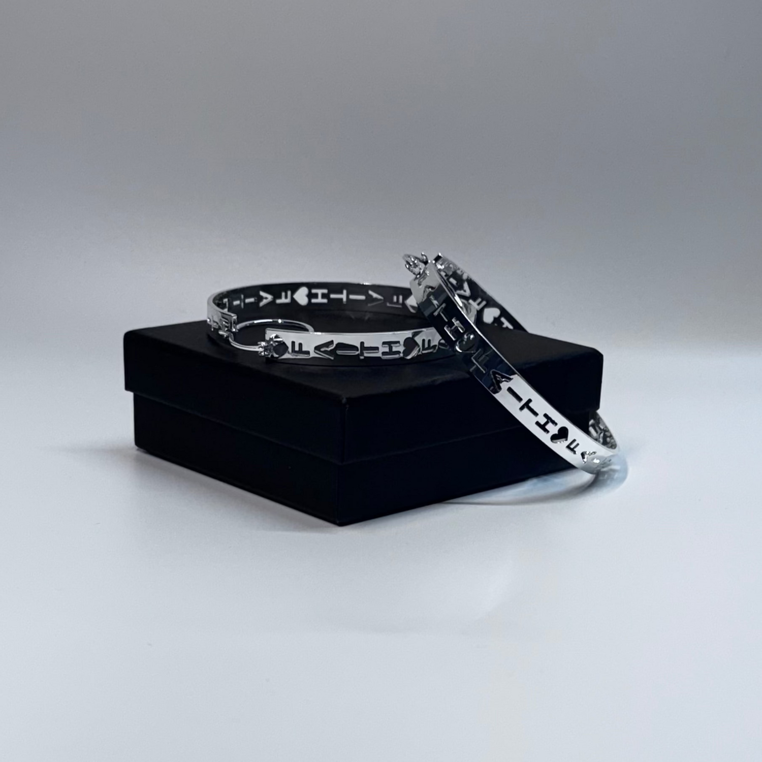 faith hoop earrings silver